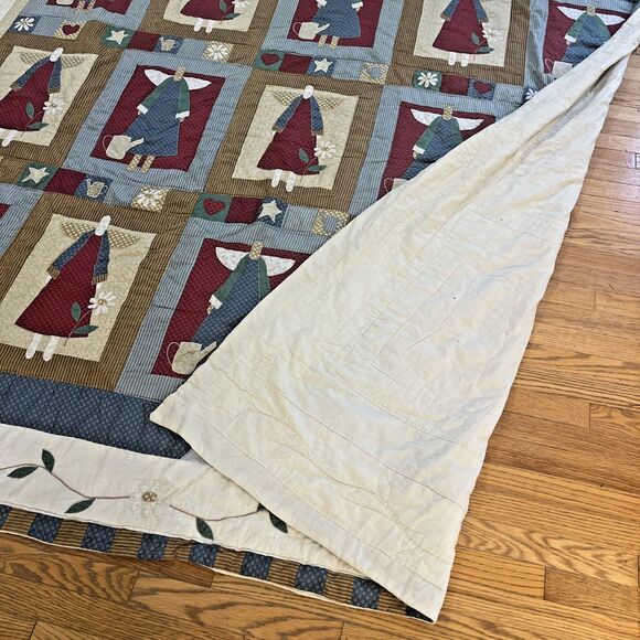 VINTAGE QUILT 84" X 92" PATCHWORK BLANKET ANGEL girl STAR cottage core 1990s - Picture 5 of 6
